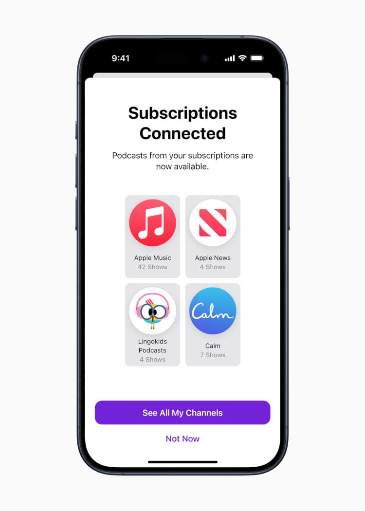 iphone 15 showing subscriptions connected through apple