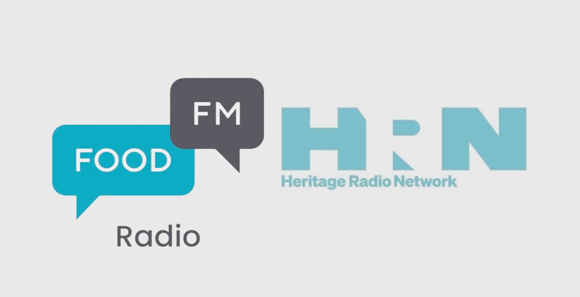 food fm and heritage radio network logos