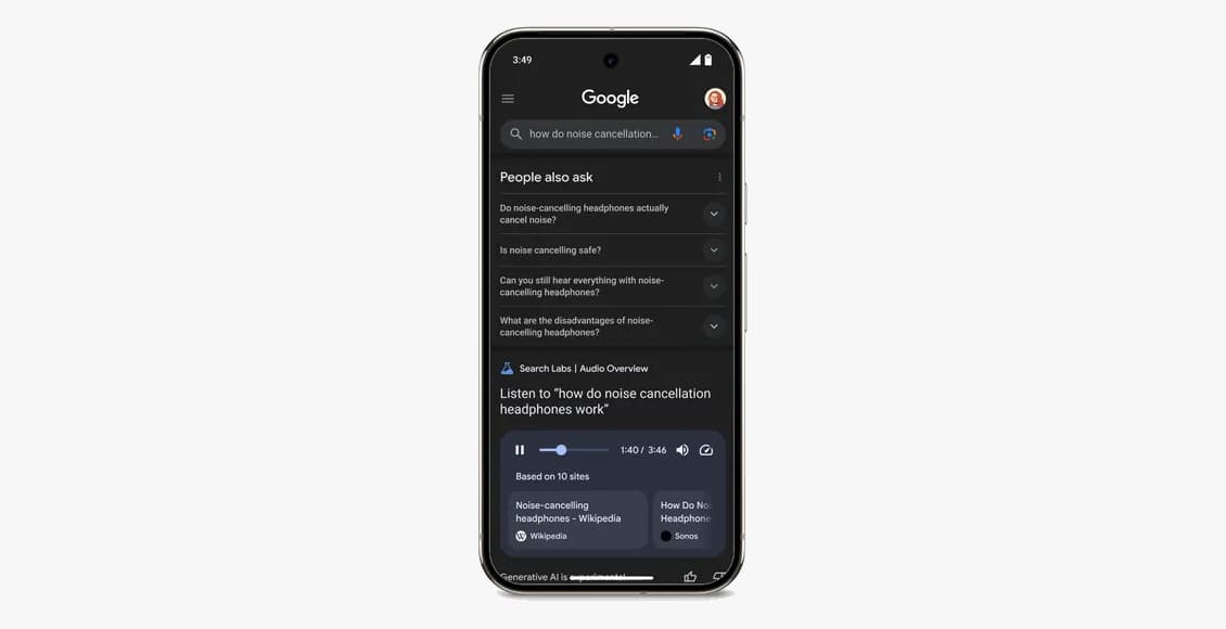 google search labs audio overview