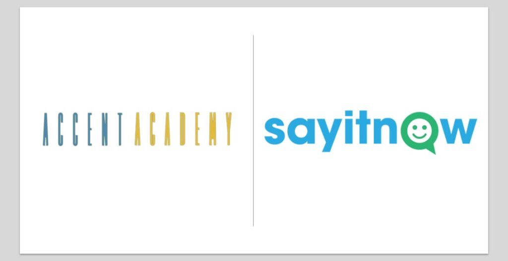 accent academy and say it now logos