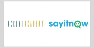 accent academy and say it now logos