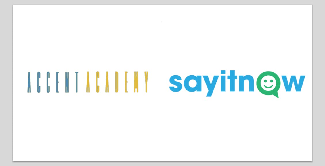 accent academy and say it now logos