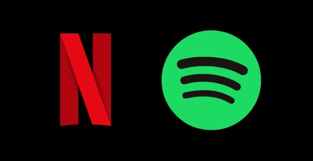 netflix and spotify logos