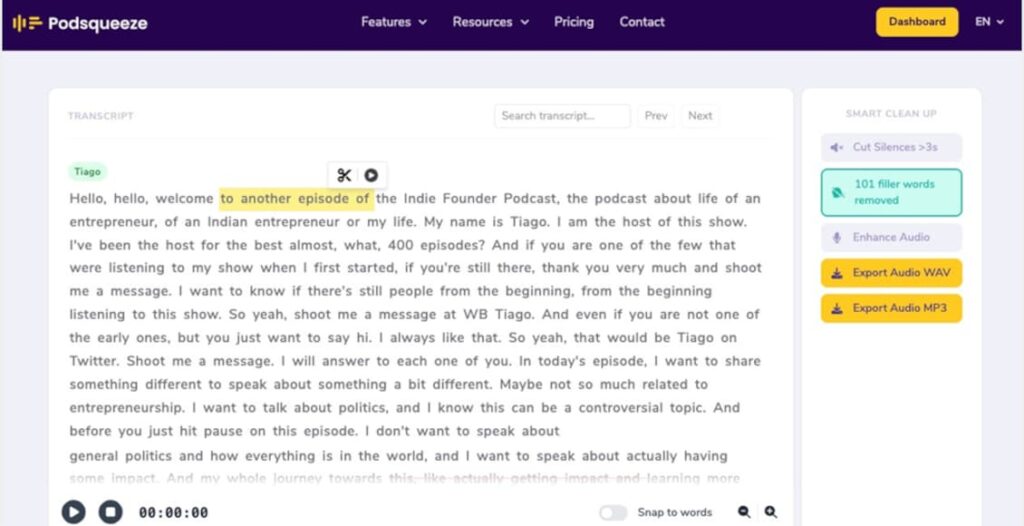podsqueeze text editing