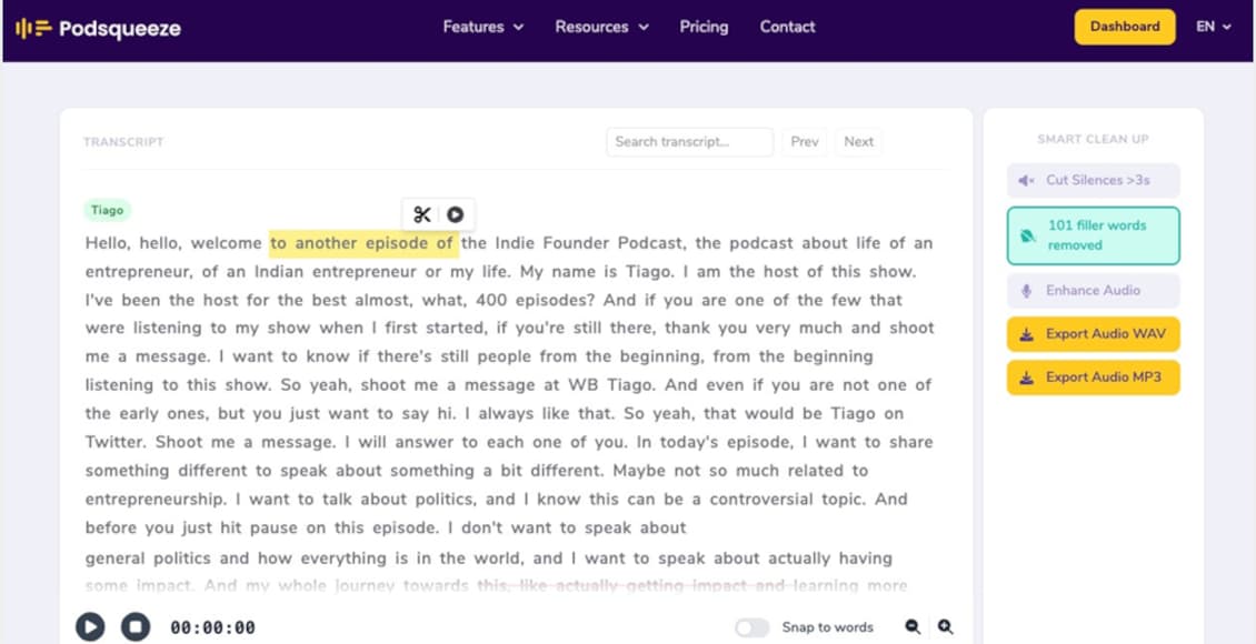 podsqueeze text editing