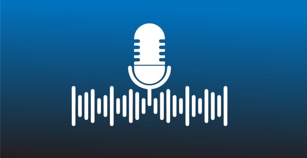 podcast microphone and sound wave