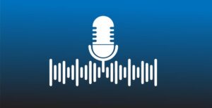 podcast microphone and sound wave