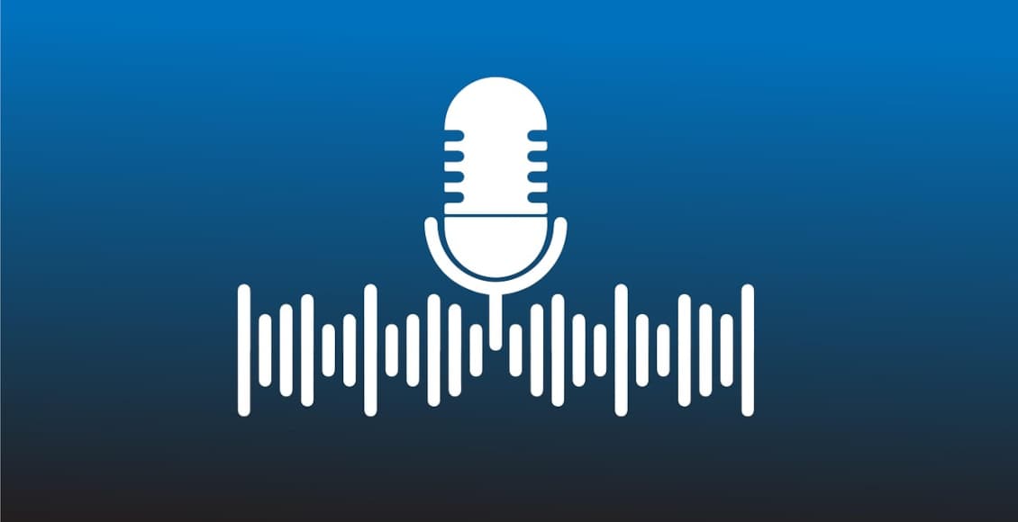 podcast microphone and sound wave