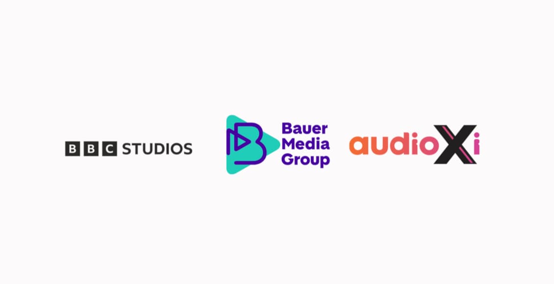 bbc studios, bauer media, audio xi logos